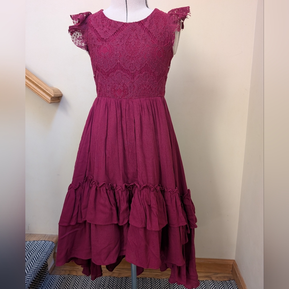 Joyfolie Girls Size 8 Mia Joy Burgundy Lace Dress